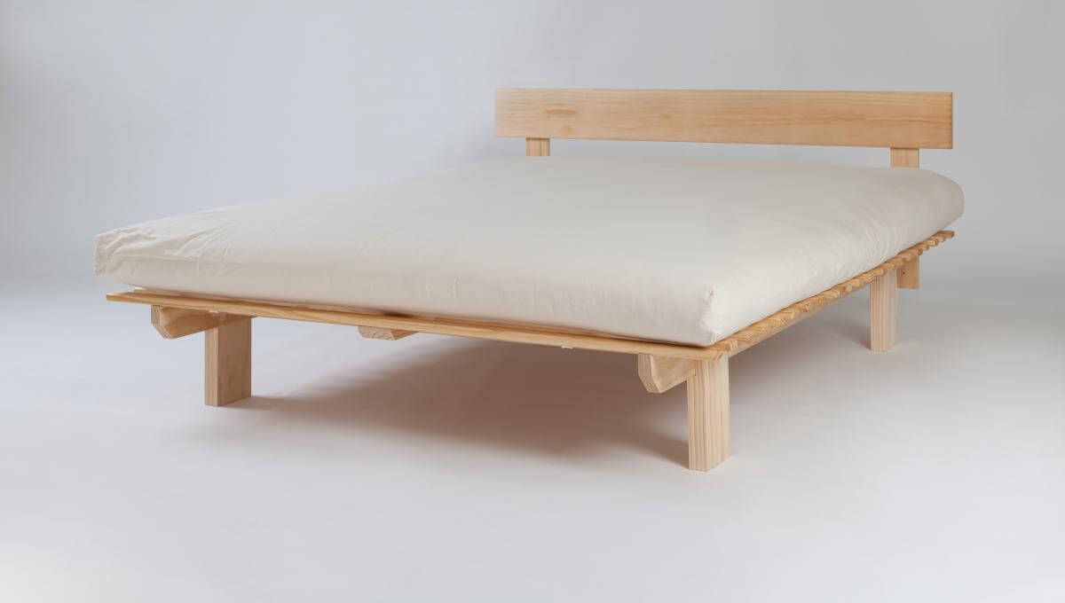 Solid wood frame with natural organic latex futon